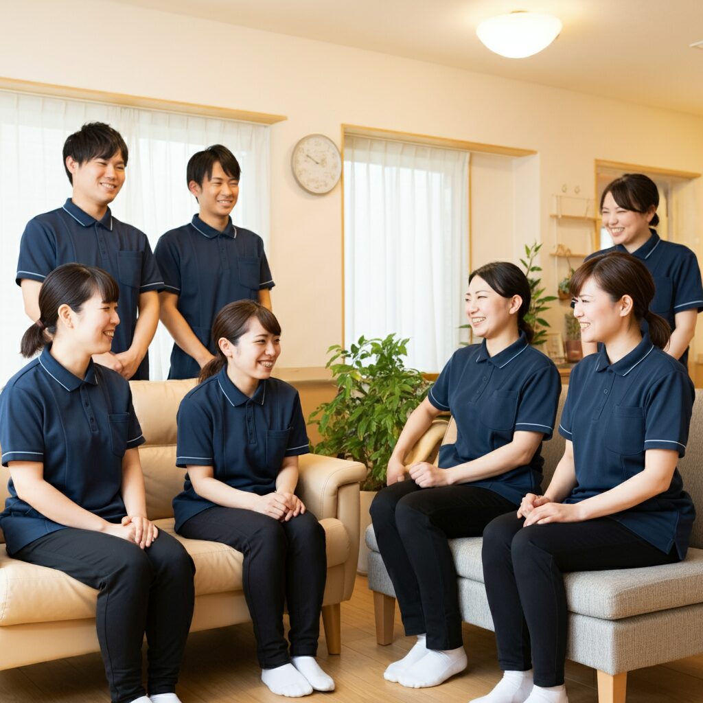 多様な介護職員たちの会話